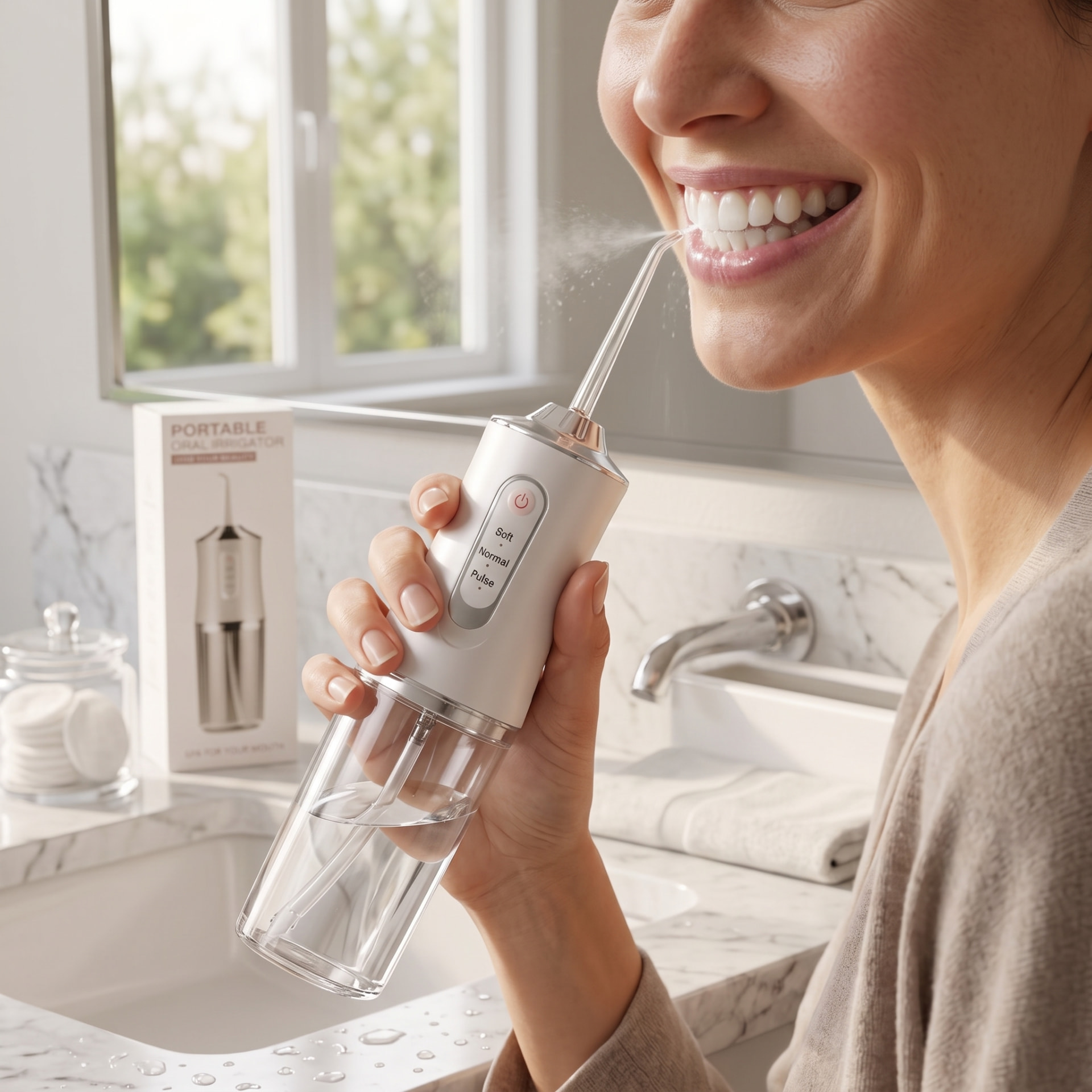 Irrigador Bucal Aura + 4 puntas intercambiables + guía de higiene bucal - vista 2